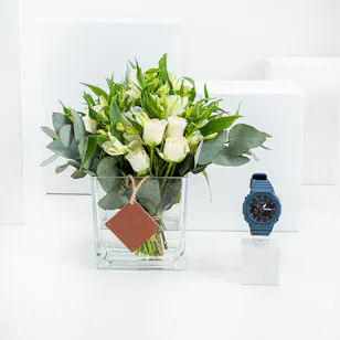 Casio G-Shock Men's Dark Blue Watch | White Flowers Casio G-Shock Men's Dark Blue Watch | White Flowers