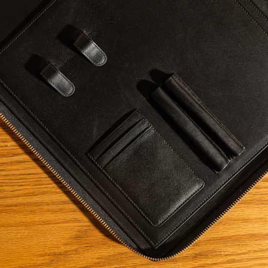 Harrods Leather Writing Black Folder