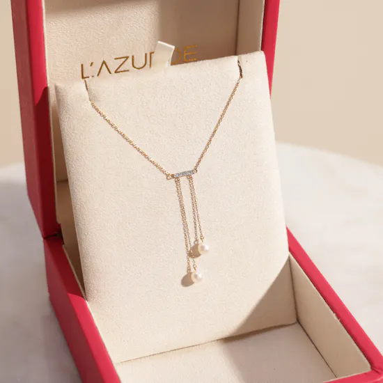 L'azurde Tassel Diamond & Pearl Women's Necklace