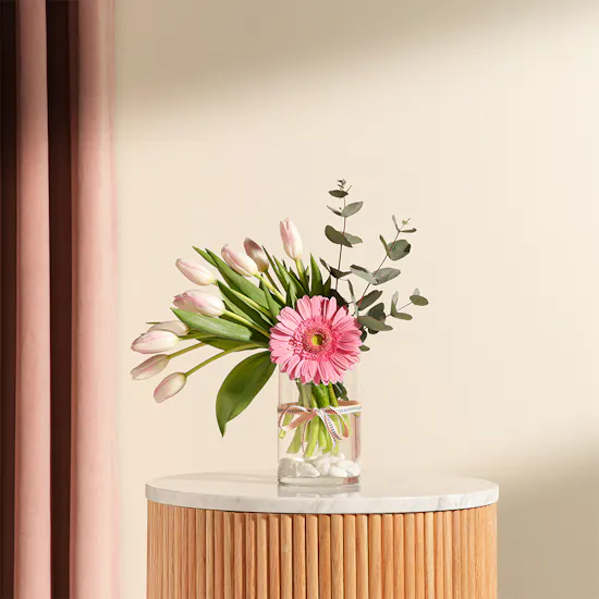 Festive Birthday Pink Blooms Vase