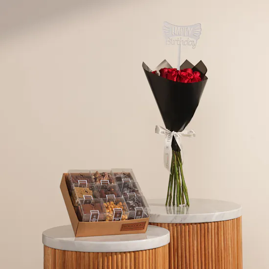 Soucolat Mixed Nuts and Slabs Collection Box | Birthday Joy Bouquet