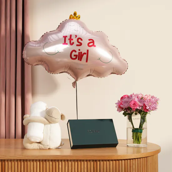 Floward Welcome Baby Girl Gift | Unique Flowers Vase