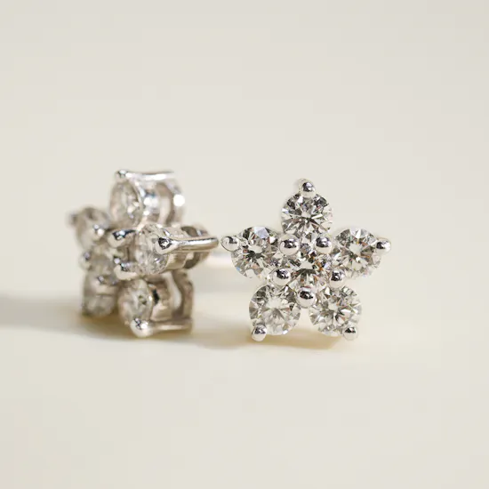 Gold Land Flower Diamond Earrings