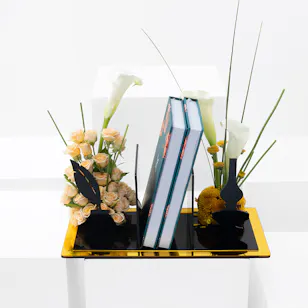 Golden Acrylic Books Holder | Flowers Golden Acrylic Books Holder | Flowers