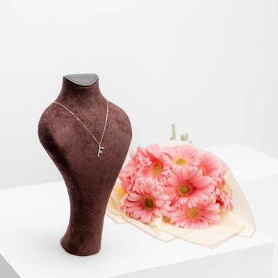 The F Necklace with Flowers The F Necklace with Flowers