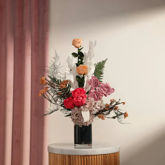 Golden Sunset Preserved Flower Vase