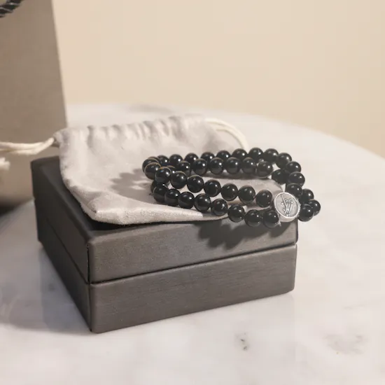 Zayan Black Coral with Silver Bracelet