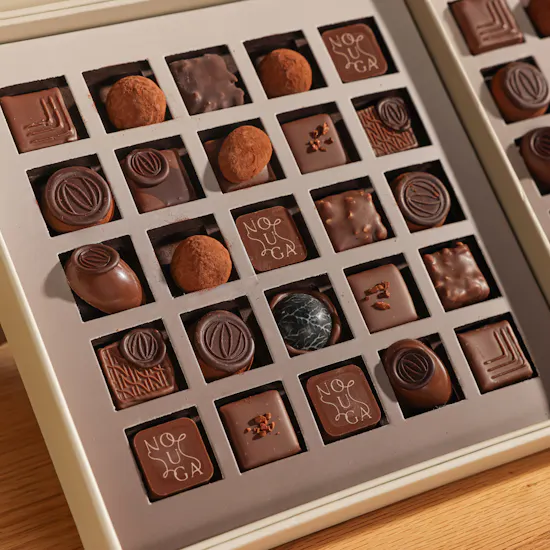 Nouga Congrats Bonbons Chocolates Classic Trio Box | Celebration Moment Flower Vase