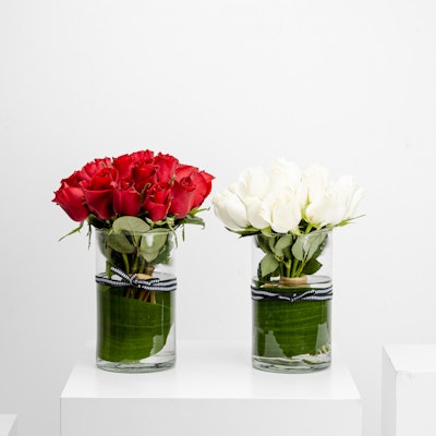 White & Red Roses Vases