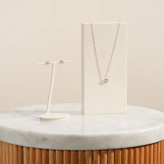 Pandora Square Halo Earrings and Necklace Set