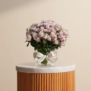 Purple Baby Roses Vase | 18 Flowers 