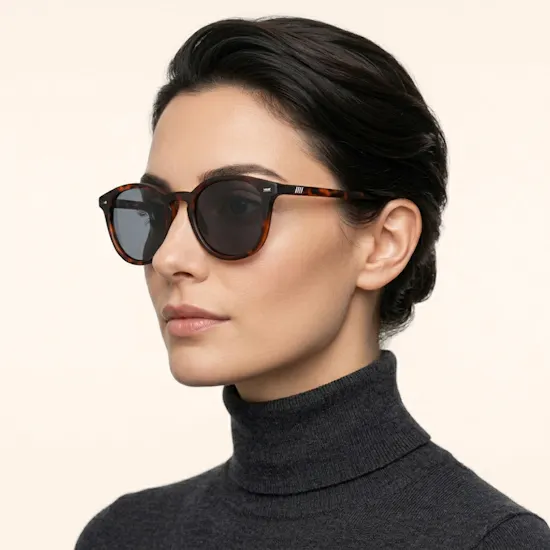 Le Specs Bandwagon Round Matte Tort Color Unisex Sunglasses