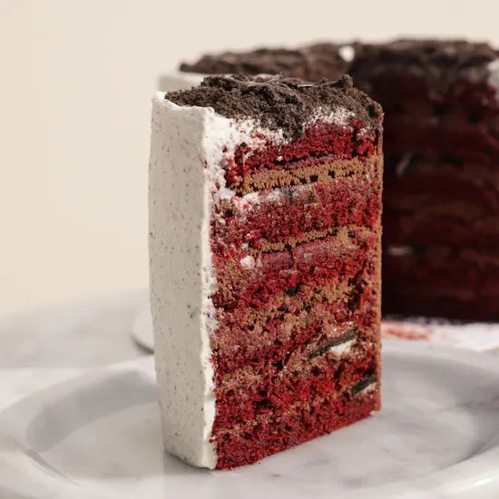 SugarMoo Red Velvet Chocolate Fudge Cake