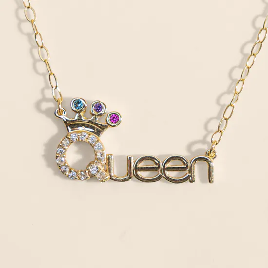L'azurde Queen Colored Stones Gold Necklace