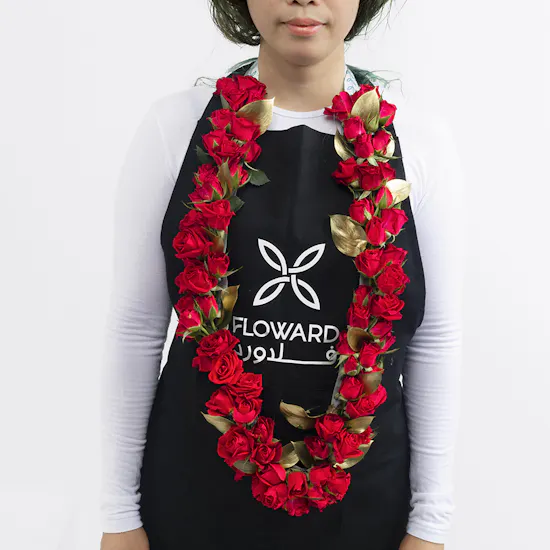 Red Rossetti Graduation Leis
