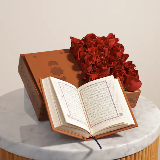 Floward Orange Holy Quran | Red Roses
