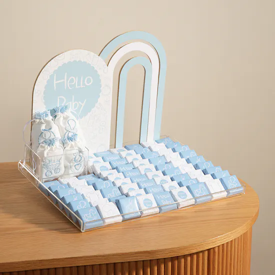 lilac Hello Baby Boy Chocolate Tray