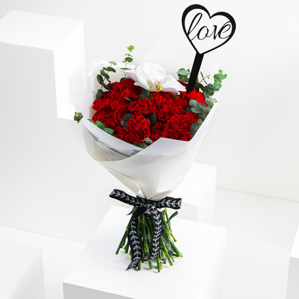 Carnations & Orchids | White Wrap LOVE