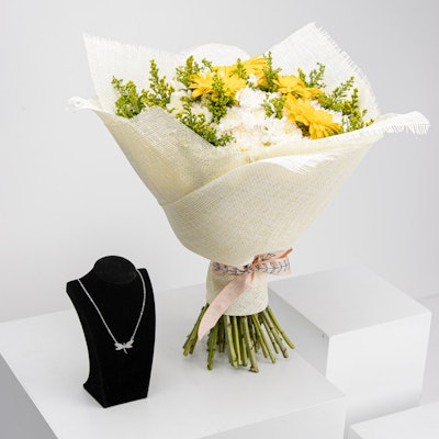 Felizmoda Silver Necklace with Flowers Bouquet V