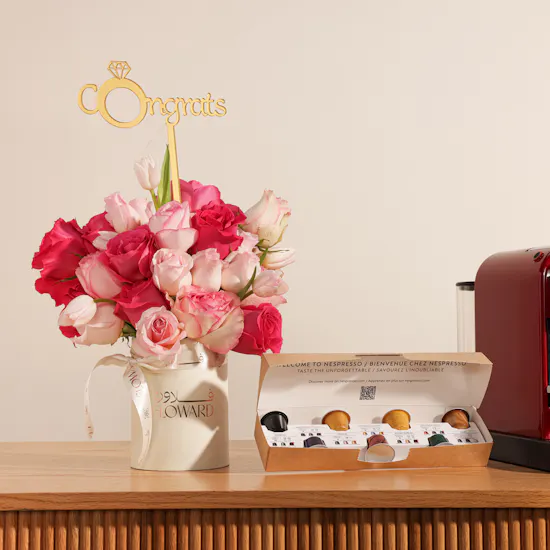 Nespresso Citiz & Milk Cherry Red Coffee Machine | Congratulation Flowers