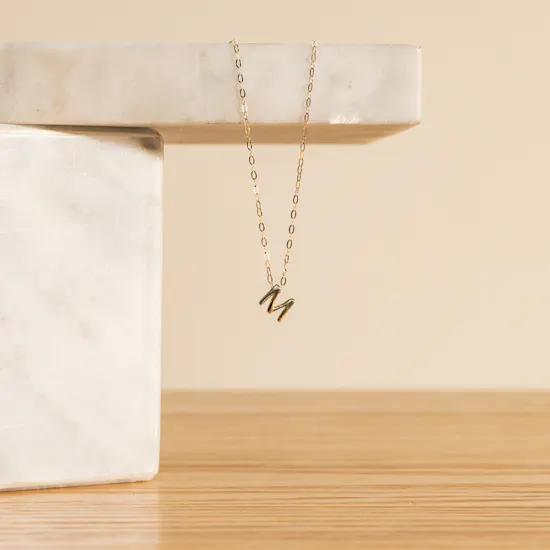 L'azurde Letter M Gold Necklace