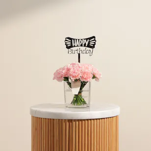 Captivating Happy Birthday Pink Carnation Vase
