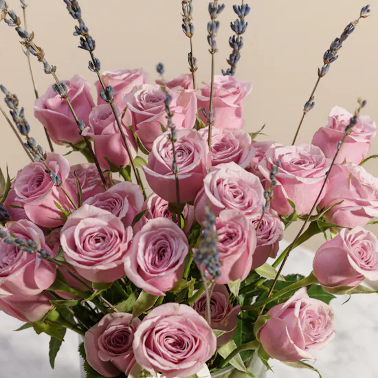 Lavender Field Flowers Vase