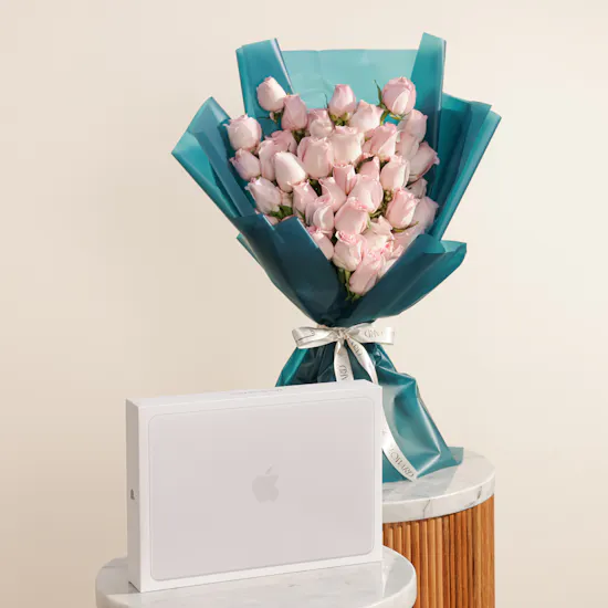 Apple Silver MacBook Neo Laptop | Opulent Flower Bouquet