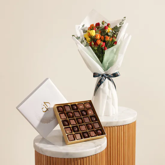 Bateel Farah Origin Chocolates Box | Shinny Flower Bouquet