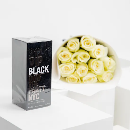 Carolina Herrera 212 VIP Black 100ml for Men| White Roses
