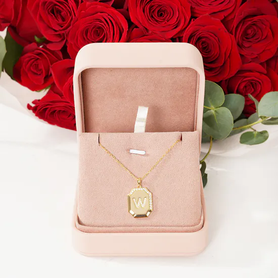 Floward Letter W Necklace | Red Roses