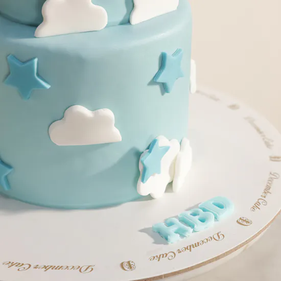 December Cake Elephant with Star and Sky Cake | Number 3 Balloon