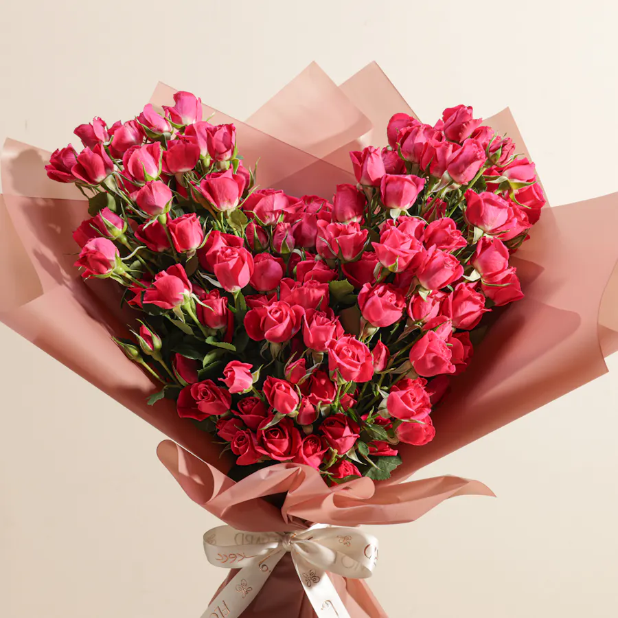 باقة  قلب فوشيا 5