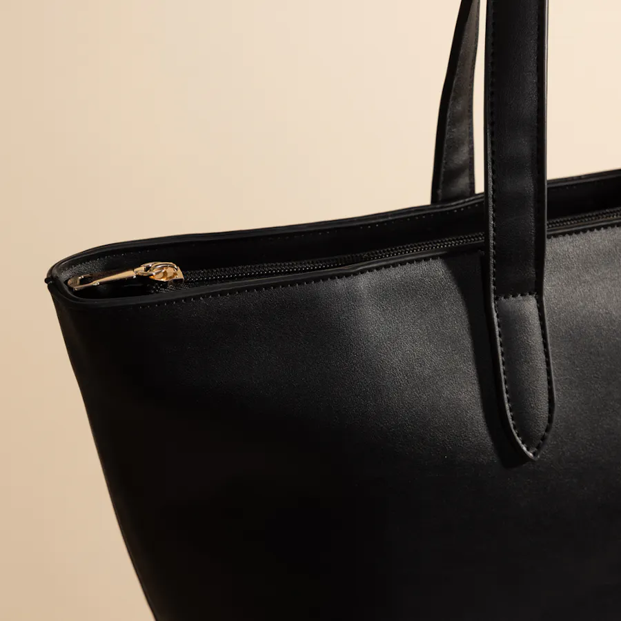 Minilet Classic Zipper Black Leather Handbag  4