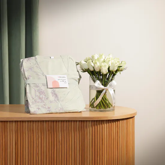 Blooming Gardenia Prayer Dress with Veil Set for Women | Charming Vase