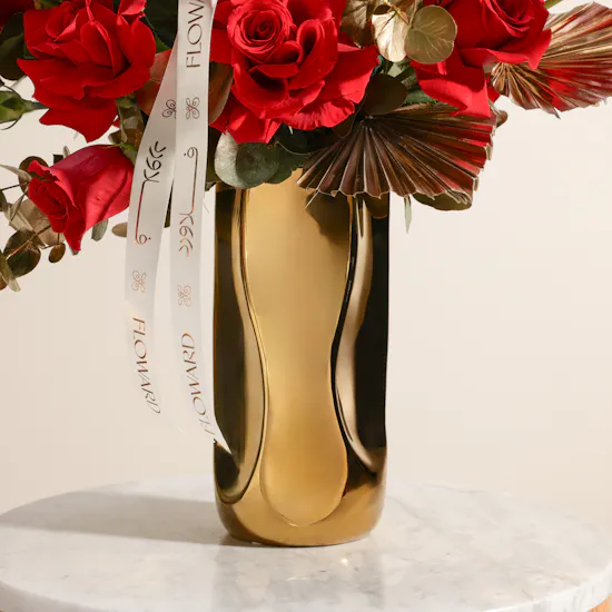 Sunlit Golden Flower Vase