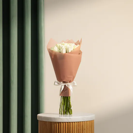 Pure White Rose Bouquet | 25 Flowers