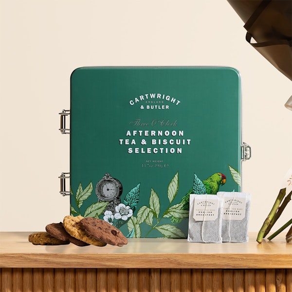 Cartwright & Butler Tea and Biscuits | Dazzling Red Rose Bouquet