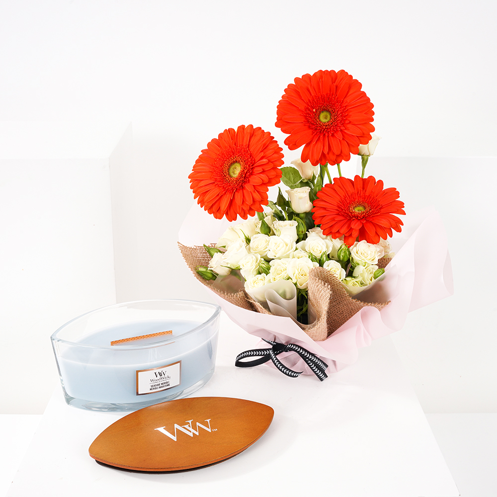 Woodwick Ellipse Seaside Neroli Candle | Orange Gerbera