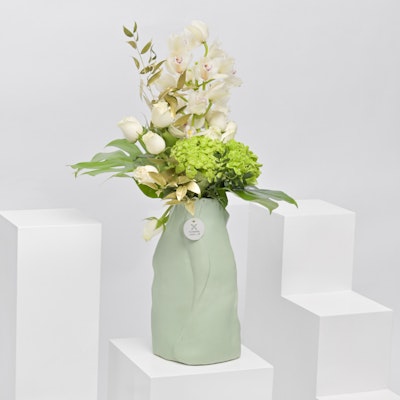 White & Green Vase by Salem Aldawsari