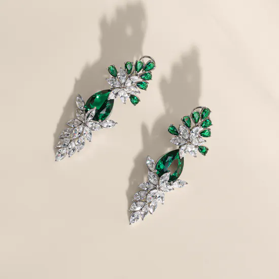 Floward Jade Bloom Silver Earrings