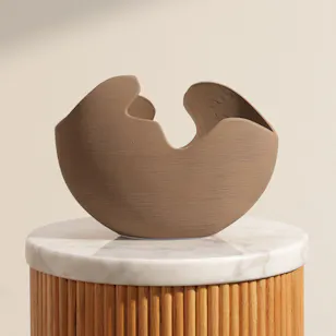 Floward Fancy Curved Organic-shaped Brown Ceramic Vase Floward Fancy Curved Organic-shaped Brown Ceramic Vase