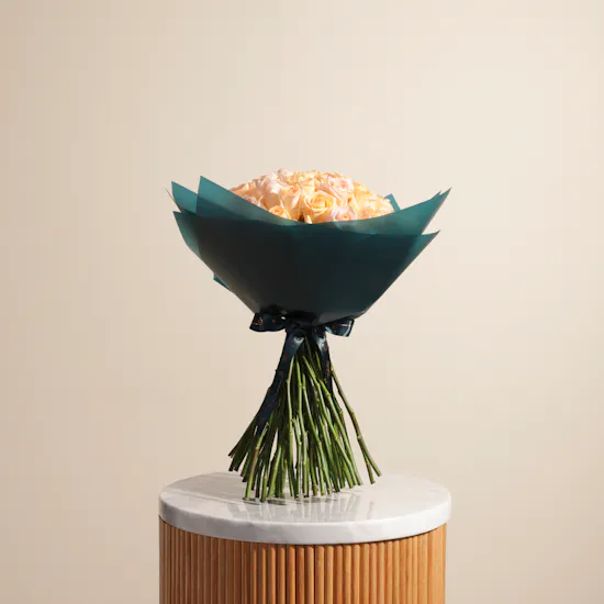 Opulent Peach Roses Bouquet