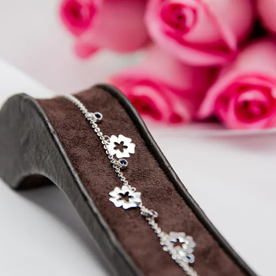 Felizmoda Flowers silver Bracelet | Pink Roses