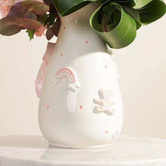 Keramos Studio Welcome Baby Girl Flowers Vase