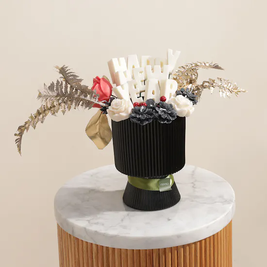 Melosa Black Happy New Year Vase Candle