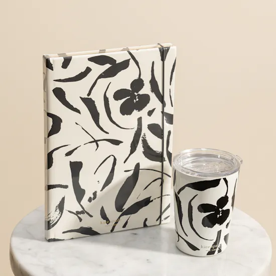Kate Spade Black and White Mug and Notebook Set