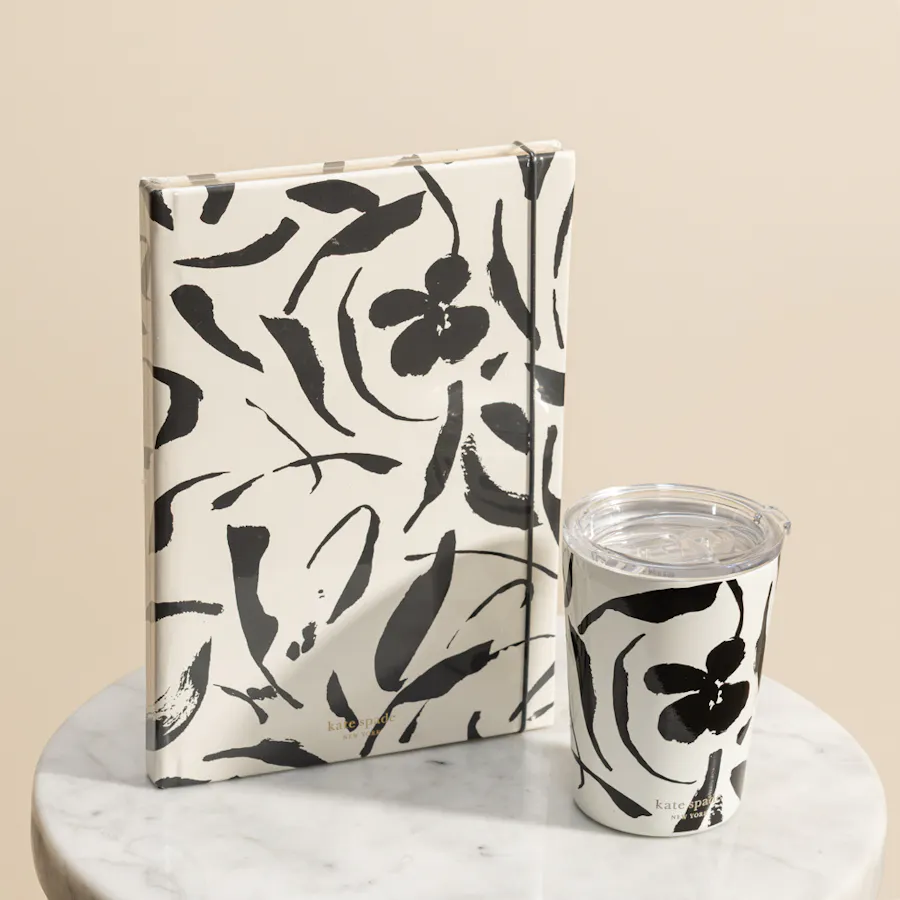 Kate Spade Black and White Mug and Notebook  Set 5