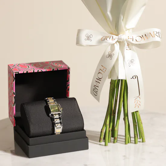 Just Cavalli Silver and Gold Women’s Watch | Graceful Flowers