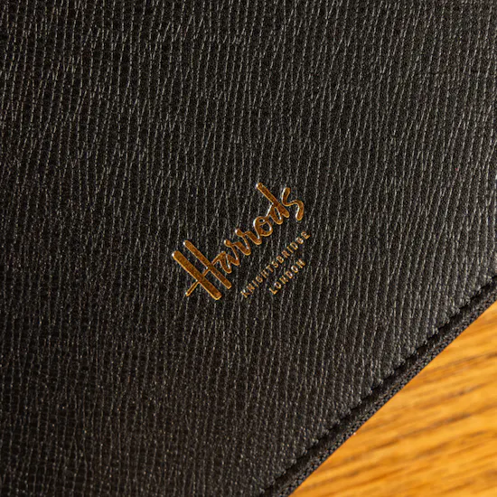 Harrods Leather Writing Black Folder